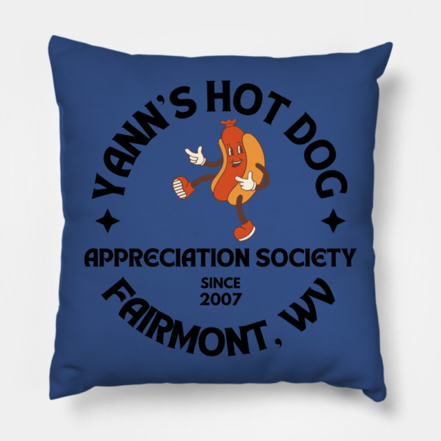Yann's Hot Dog Appreciation Society Pillow by casualteesinc