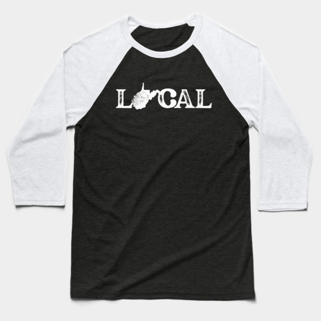 West Virginia Local White Baseball T-Shirt by casualteesinc