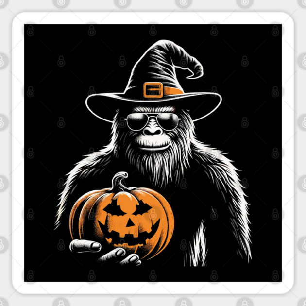 Bigfoot Pumpkin Halloween Sticker by JessArty