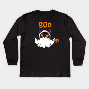Ghost Cat Kids Long Sleeve T-Shirt