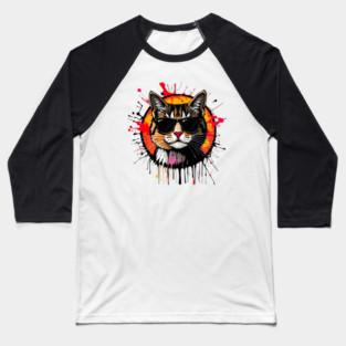 Cool Cat (Jackson Pollock inspiration) Baseball T-Shirt