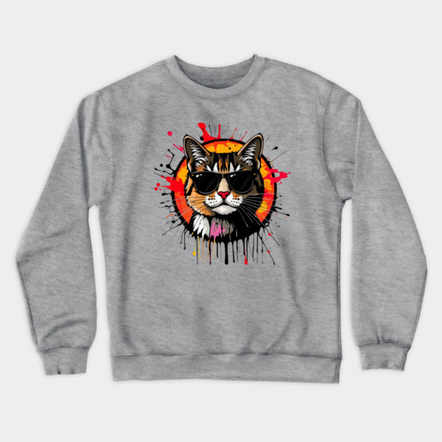 Cool Cat (Jackson Pollock inspiration) Crewneck Sweatshirt by Pete the Cat Guy
