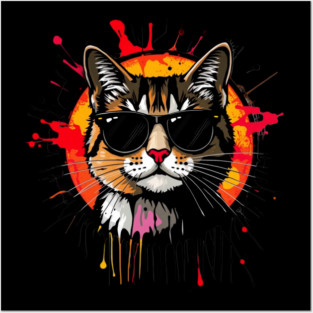 Cool Cat (Jackson Pollock inspiration) Posters and Art