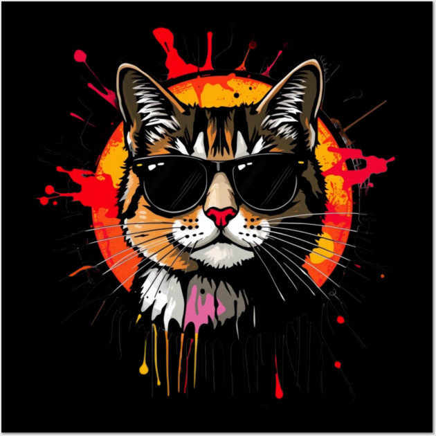 Cool Cat (Jackson Pollock inspiration) Wall Art by Pete the Cat Guy