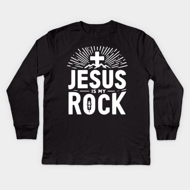 Jesus is My Rock Kids Long Sleeve T-Shirt by Frank Ring