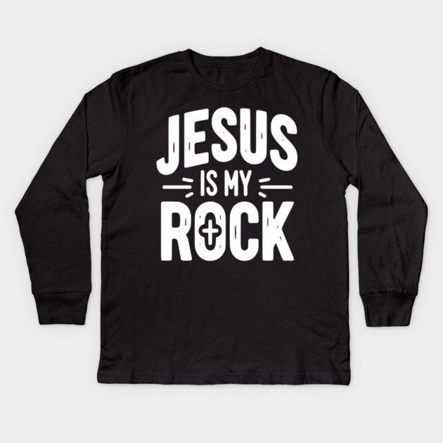 Jesus is My Rock Kids Long Sleeve T-Shirt by Frank Ring