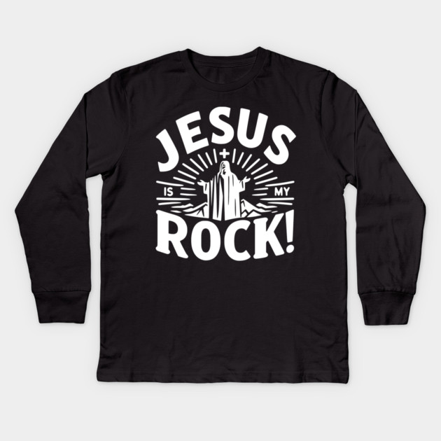 Jesus is My Rock Kids Long Sleeve T-Shirt by Frank Ring