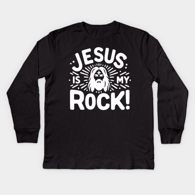 Jesus is My Rock Kids Long Sleeve T-Shirt by Frank Ring