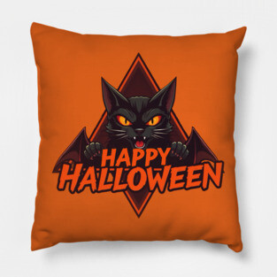 Happy Halloween Cat Pillow