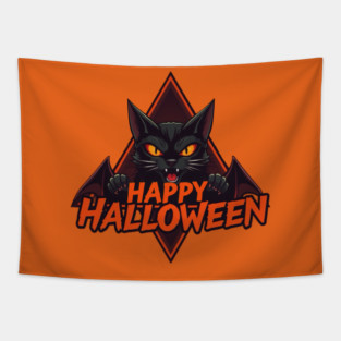 Happy Halloween Cat Tapestry