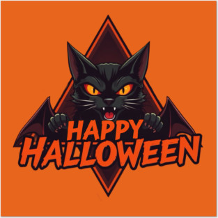 Happy Halloween Cat Posters and Art