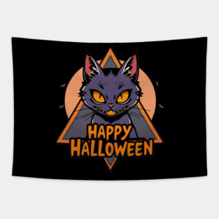 Happy Halloween Cat Tapestry