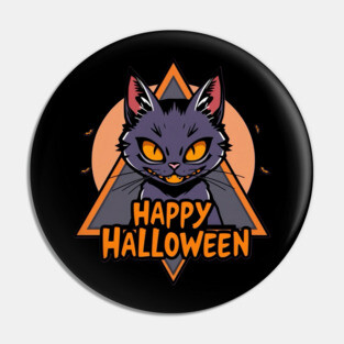 Happy Halloween Cat Pin