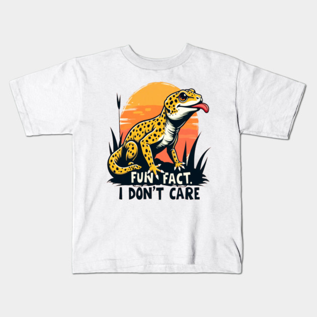 Fun Fact I don't Care Leopard Gecko Kids T-Shirt by BirdsnStuff