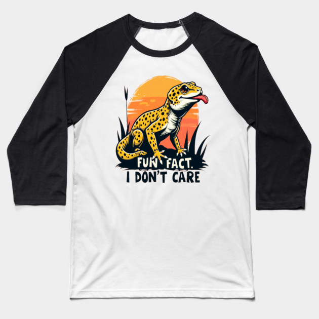 Fun Fact I don't Care Leopard Gecko Baseball T-Shirt by BirdsnStuff