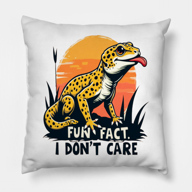 Fun Fact I don't Care Leopard Gecko Pillow by BirdsnStuff