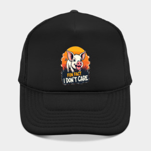 Fun Fact I don't Care Cute Pig Text Design Hat