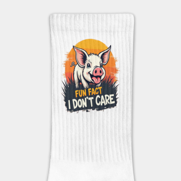 Fun Fact I don't Care Cute Pig Text Design by BirdsnStuff