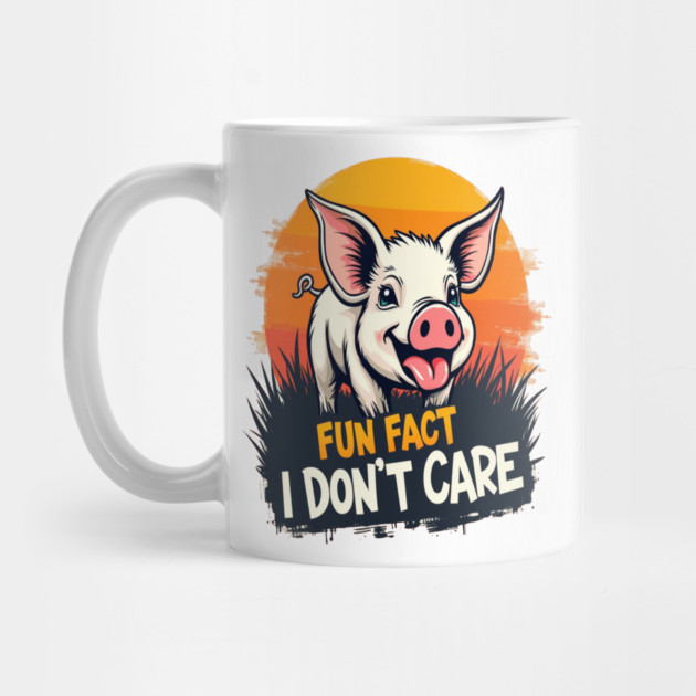 Fun Fact I don't Care Cute Pig Text Design by BirdsnStuff