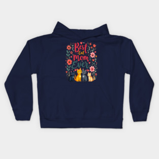 Best Cat Mom Ever Floral Design Kids Hoodie