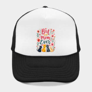 Best Cat Mom Ever Floral Design Hat