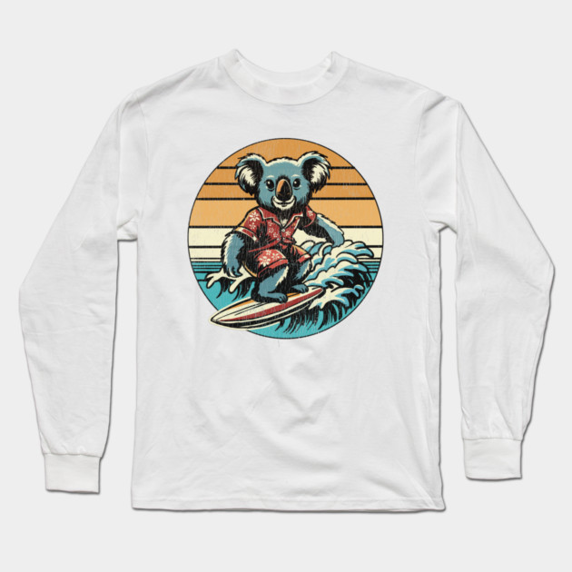 Koala Bear Surfing Long Sleeve T-Shirt by TopTenGraphics