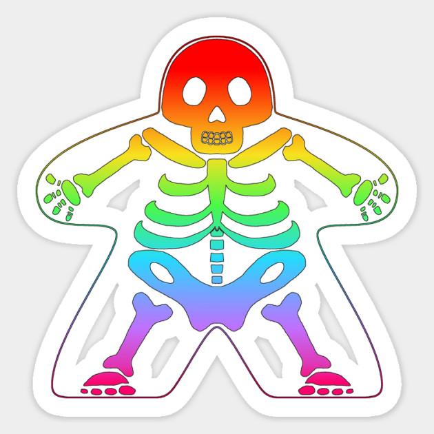 Skeleton Meeple - Rainbow Sticker by Board Game Blitz