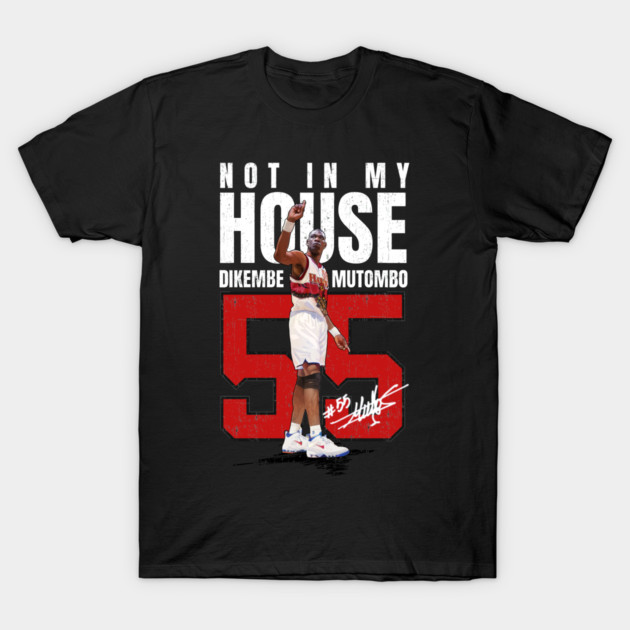 Dikembe Mutombo #55 basketball cartoon T-Shirt by PT CartoonArt