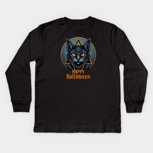 Halloween Cat Kids Long Sleeve T-Shirt