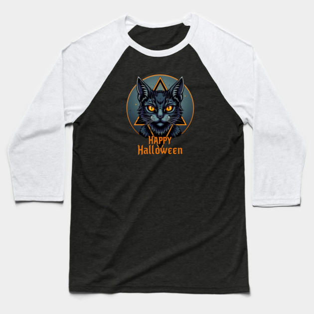 Halloween Cat Baseball T-Shirt by Pete the Cat Guy