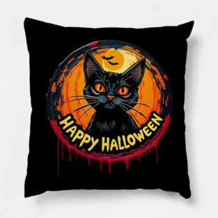 Happy Halloween Cat Pillow