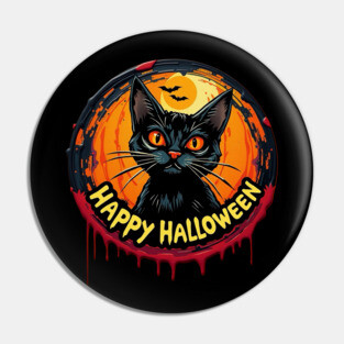 Happy Halloween Cat Pin