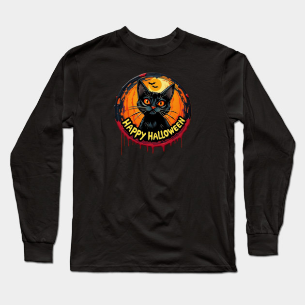 Happy Halloween Cat Long Sleeve T-Shirt by Pete the Cat Guy