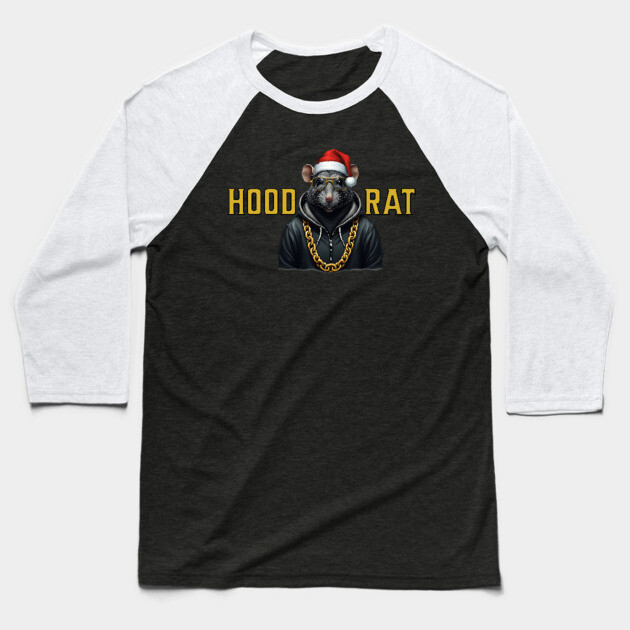 Hood Rat - Santa Hat Baseball T-Shirt by UrbanLifeApparel