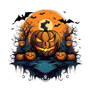 Vintage Retro Spooky Halloween Pumpkin Night T-Shirt