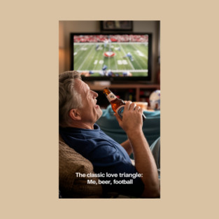 Love triangle, me + beer + football 2 T-Shirt
