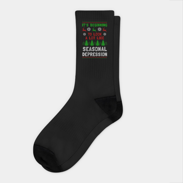 It's Beginning To Look A Lot Like Seasonal Depression Socks by dumbshirts