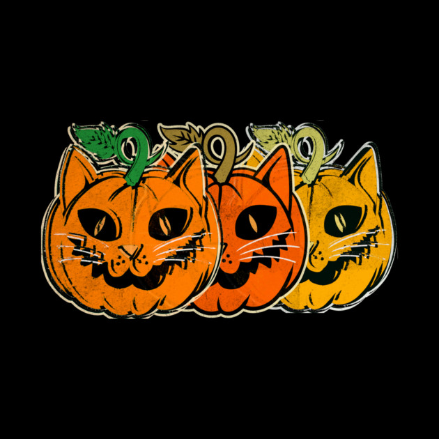 Vintage Halloween Pumpkin Cat Distressed by The WYLD Tribe