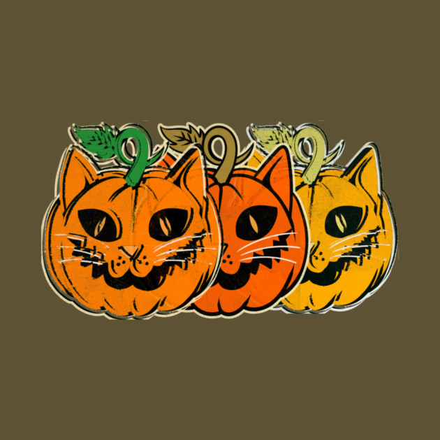 Vintage Halloween Pumpkin Cat Distressed by The WYLD Tribe
