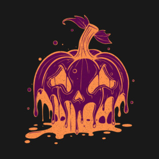 Melting Pumpkin Halloween Distressed T-Shirt