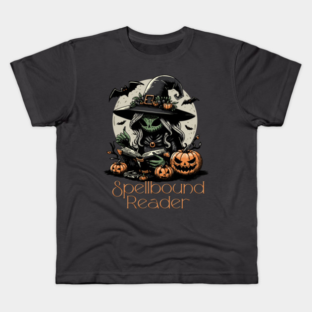 Spellbound Reader Witch Kids T-Shirt by H. R. Sinclair