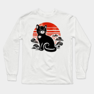 Sunset and cat Long Sleeve T-Shirt