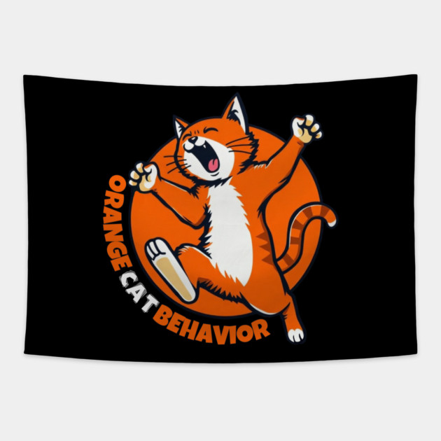 Orange Cat Behavior Tapestry by Pete the Cat Guy