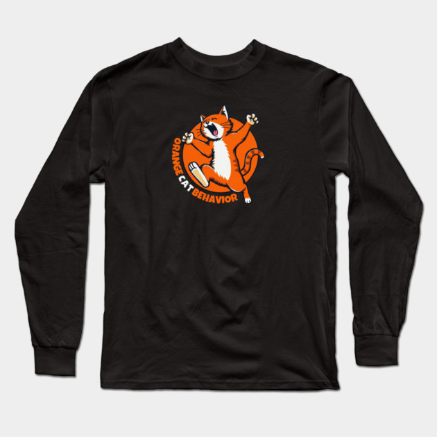 Orange Cat Behavior Long Sleeve T-Shirt by Pete the Cat Guy