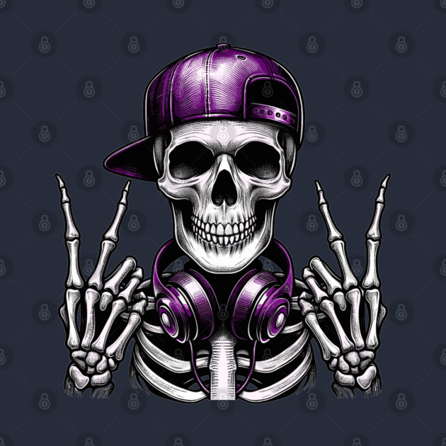 Skeleton Rocker Cap Skater Halloween Punk Rock by JessArty
