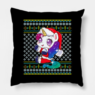 Unicorn Ugly Christmas Sweater Pillow