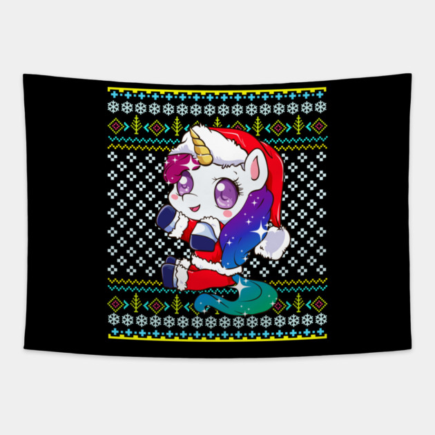 Unicorn Ugly Christmas Sweater Tapestry by creative