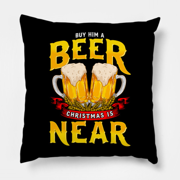 Funny Xmas Beer Drinking Christmas Gift Pillow by creative