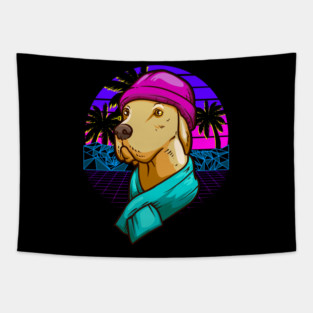 Labrador Christmas Vaporwave Style Funny Humor Gift Tapestry