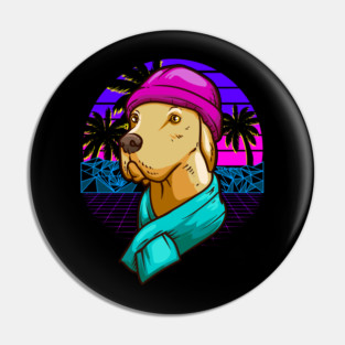 Labrador Christmas Vaporwave Style Funny Humor Gift Pin